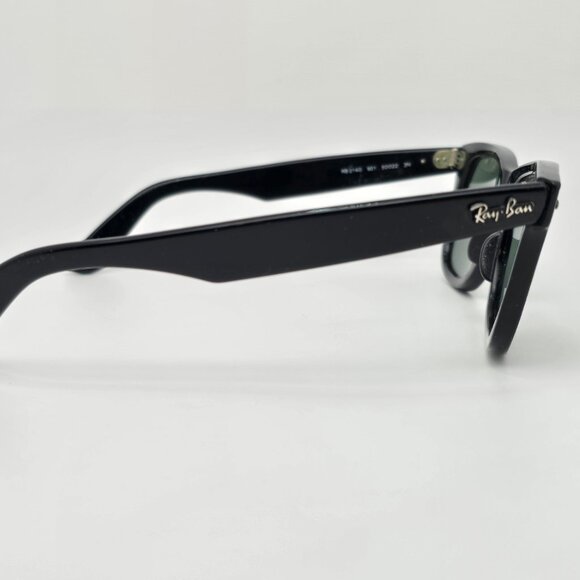 Ray-Ban B&L RB2140 901 Wayfarer Black Frame G15 Green Glass Lens Sunglasses 50mm - Picture 5 of 14